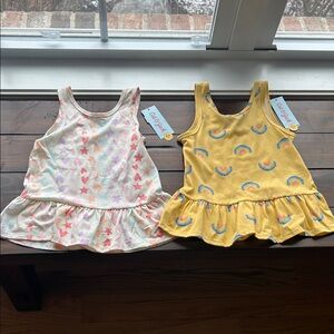 NWT Colorful Toddler peplum tank tops with Star and Rainbow Patterns-5T